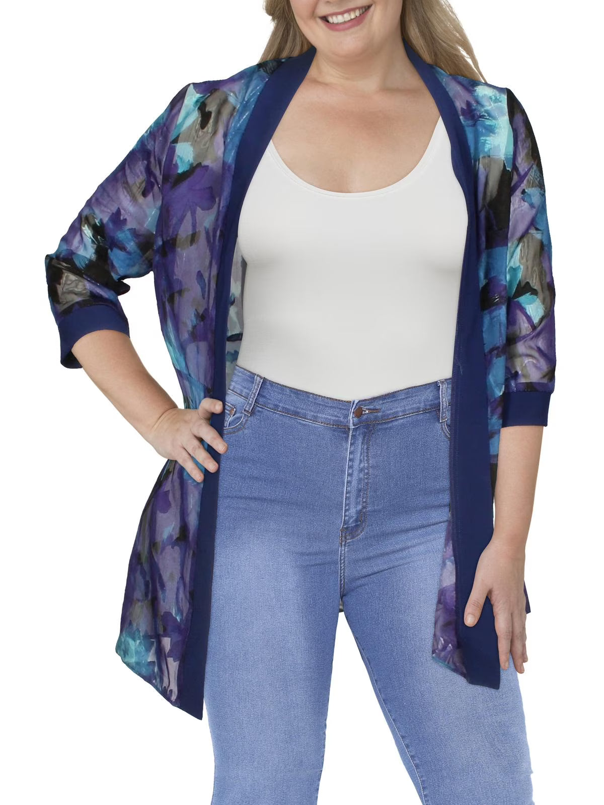 Chiffon Printed Duster Blazer M14812