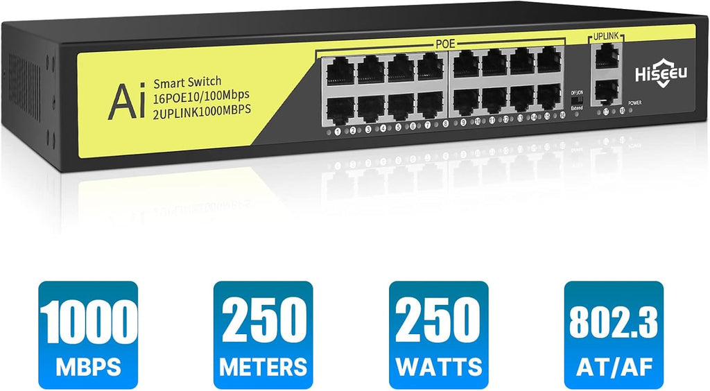 8 Port PoE Switch with 2 Ethernet Uplink Ports, 120 W, Metal Case M246834