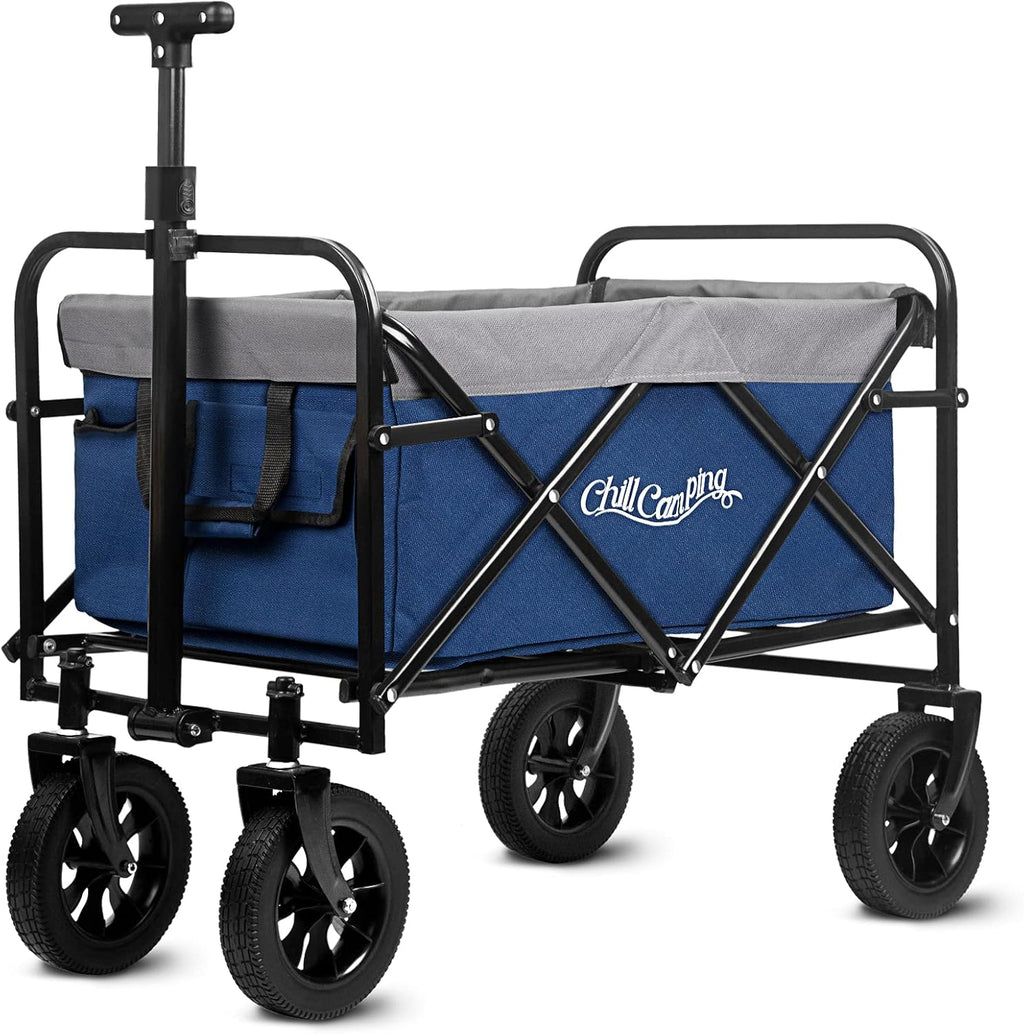 Blue Collapsible Utility Wagon with All Terrain Big Wheels M9849