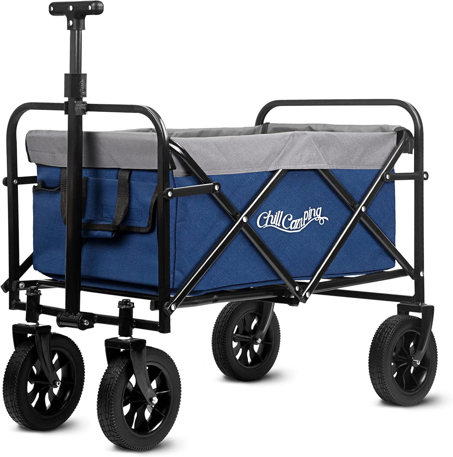 Blue Collapsible Utility Wagon with All Terrain Big Wheels M9849