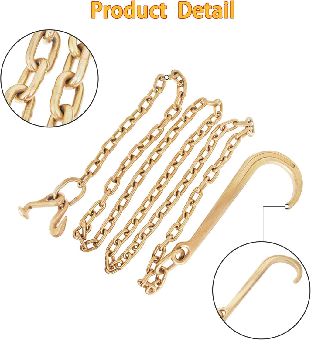 Grade 70 Tow Chain 5/16 x 10 FT with J Hook Recovery Pack of 2 W24538