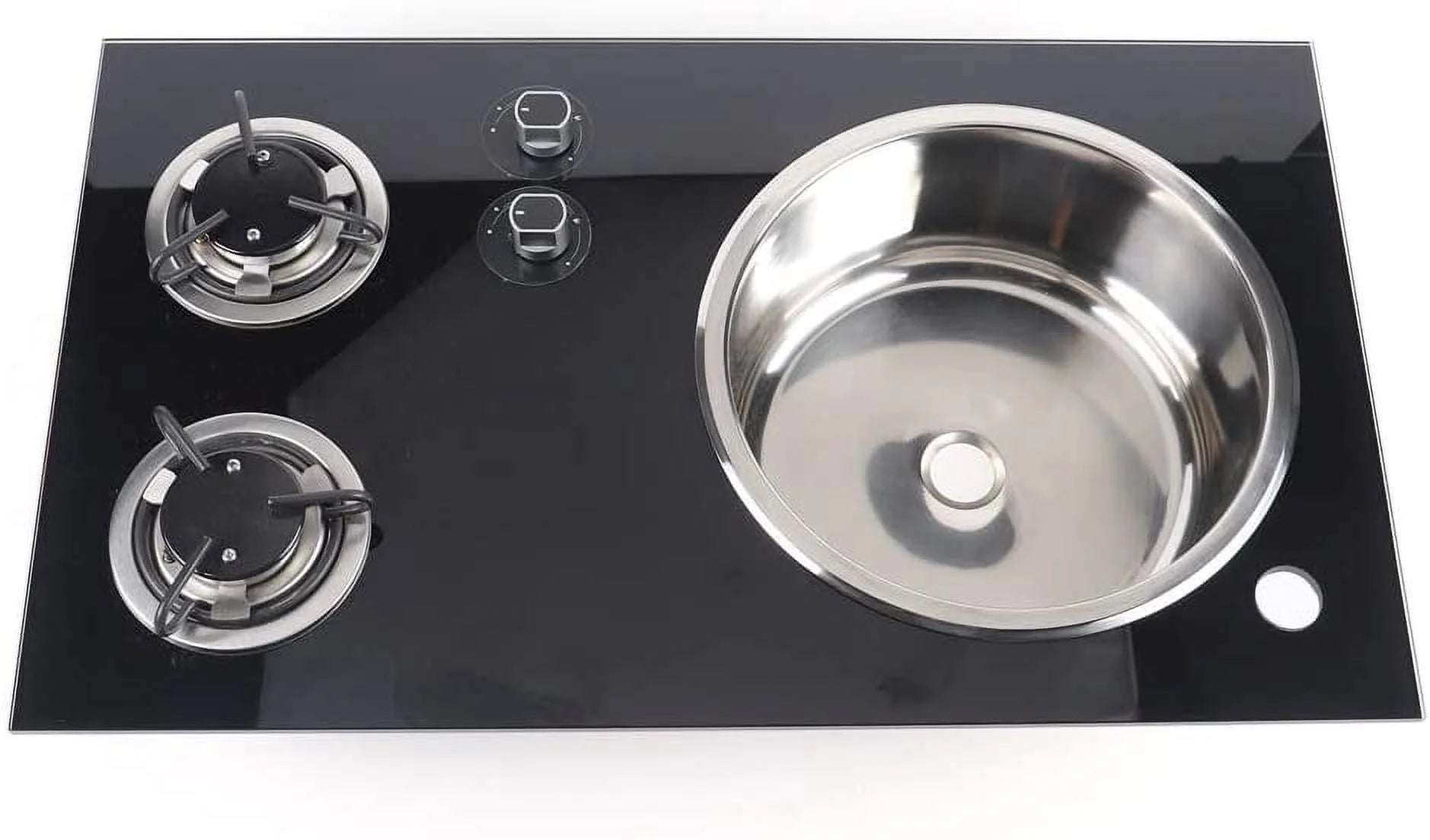 Gas Camping Stove 2 Burners with Tempered Glass Lids and Sink Comb M53248
