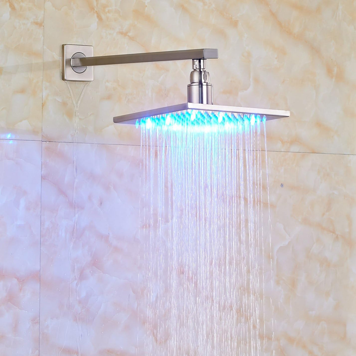 Brushed Nickel 8-inch Rainfall Shower Set with Tub Spout Tap T703