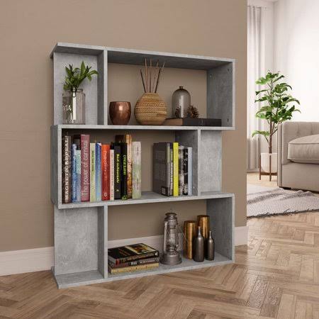 Concrete Gray Chipboard Book Cabinet Room Divider K24268