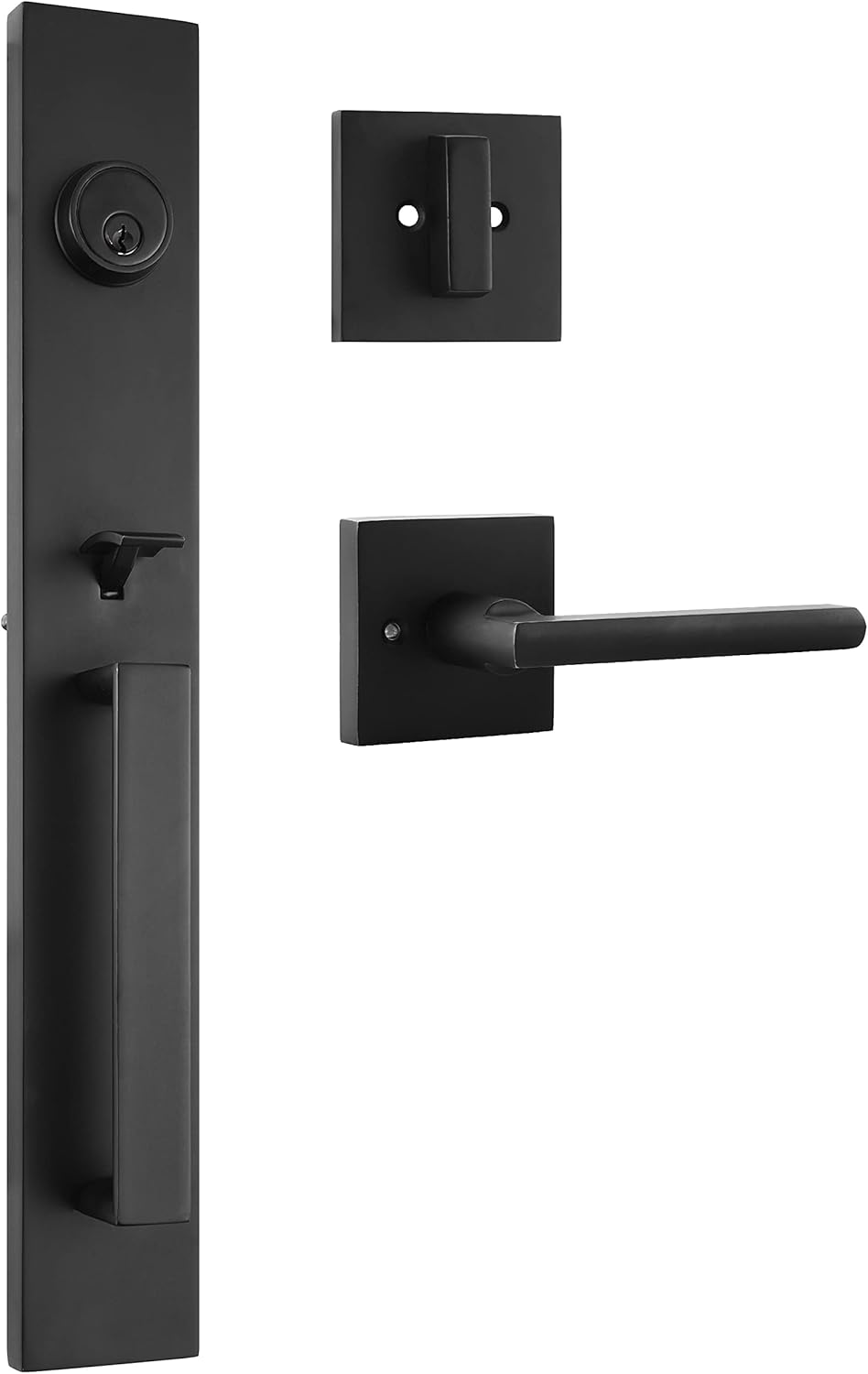 Matt Black Door Handle and Bolt Lock Set, Square Lever Heavy Duty Z936
