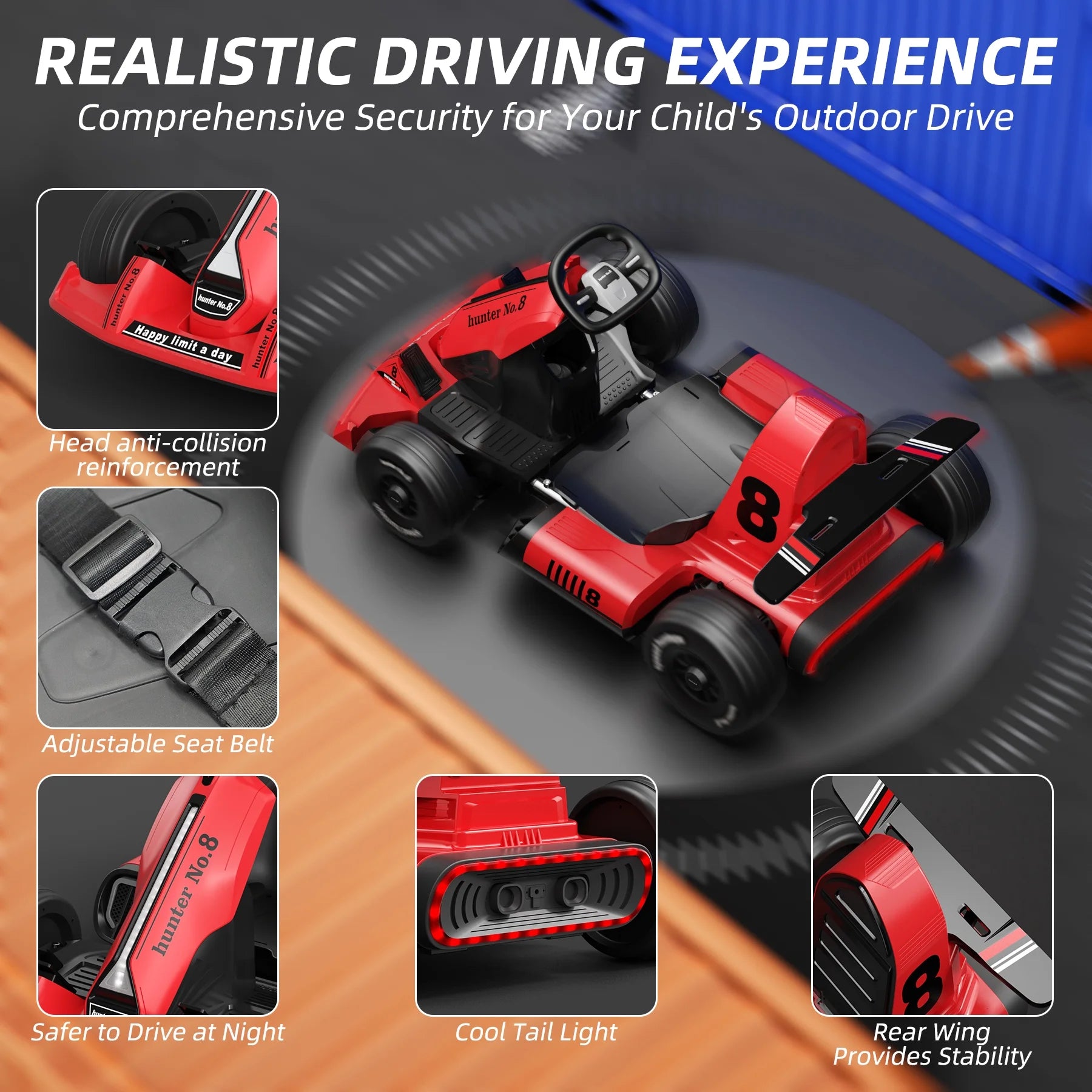 Red 12V7Ah Electric Drift Go Kart with Remote Control R833913