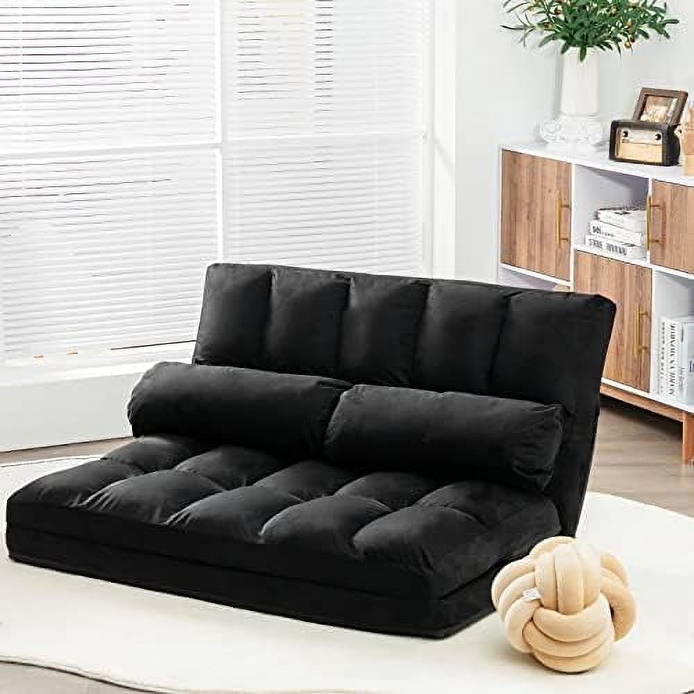 Adjustable Floor Sofa Sleeper Bed with 2 Pillows (Blue) P509080