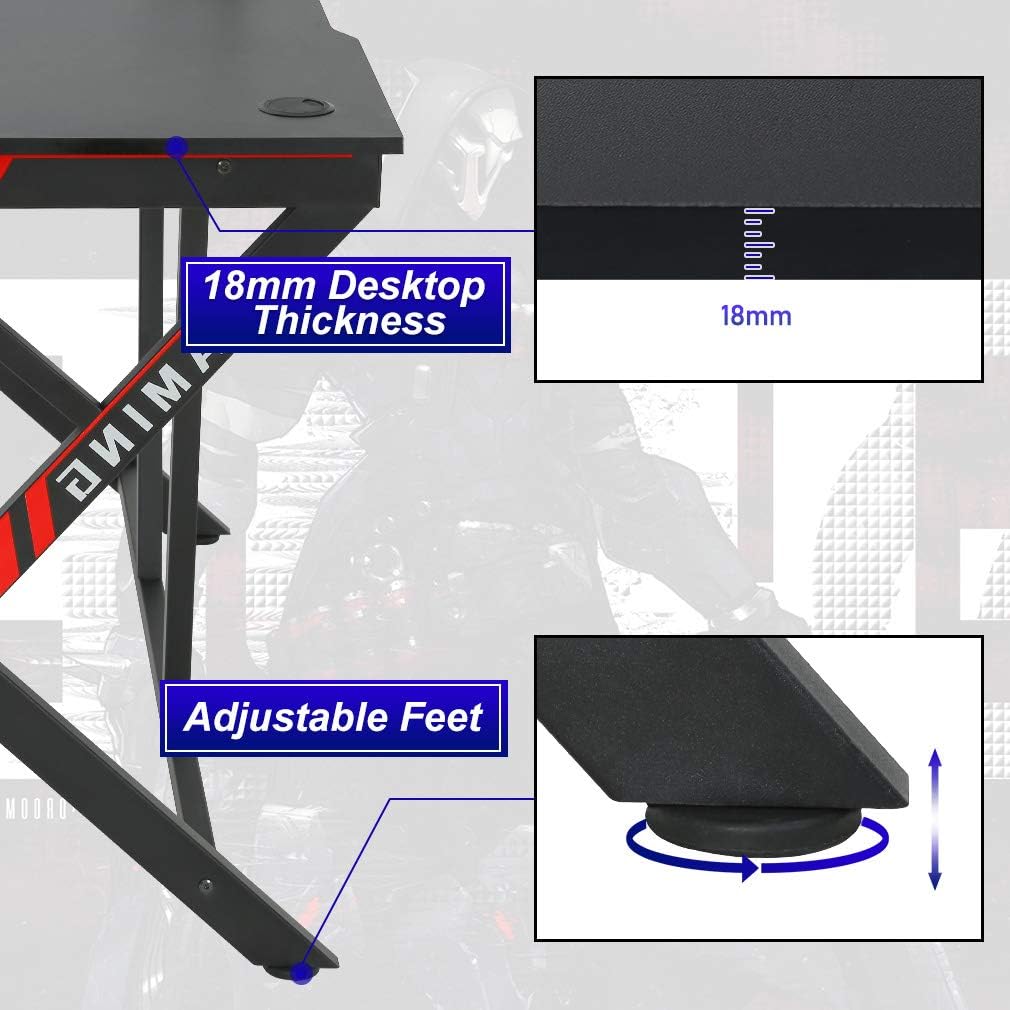 Gaming Desk 45 W x 29 D Computer Desk with Cup Holder Headphone Hook B9903