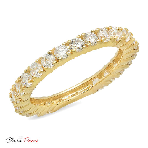 18K Yellow Gold Simulated Diamond Engagement Ring Band Size 3.5 S27776