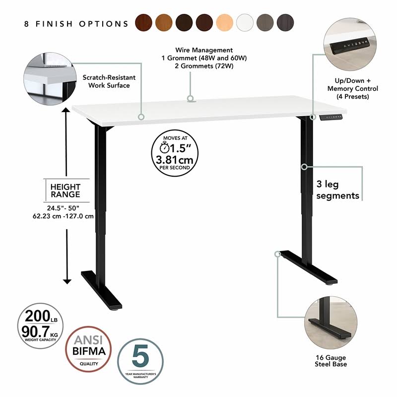Height Adjustable Desk in White K553007