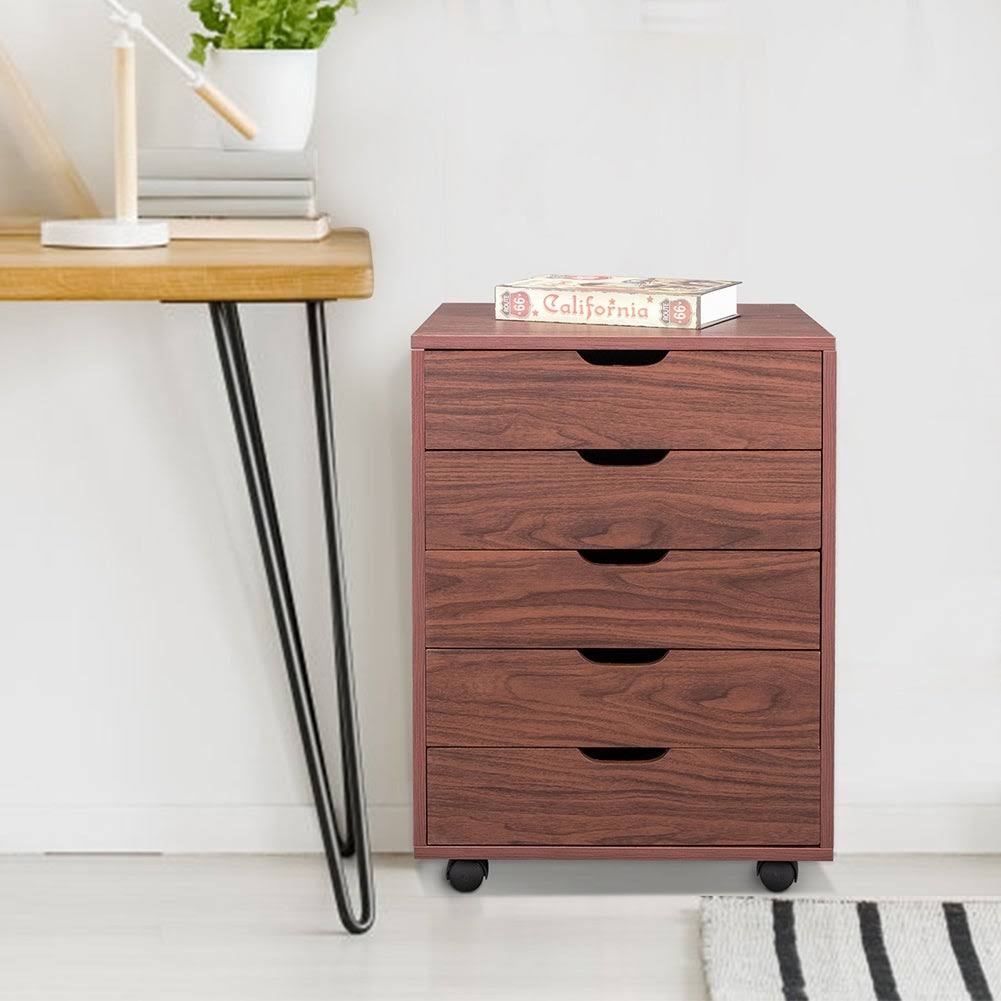 Dark Walnut MDF PVC Wooden File Cabinet D947