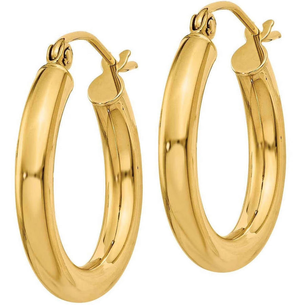 10 Karat Yellow Gold Tube Hoop Earrings C5425