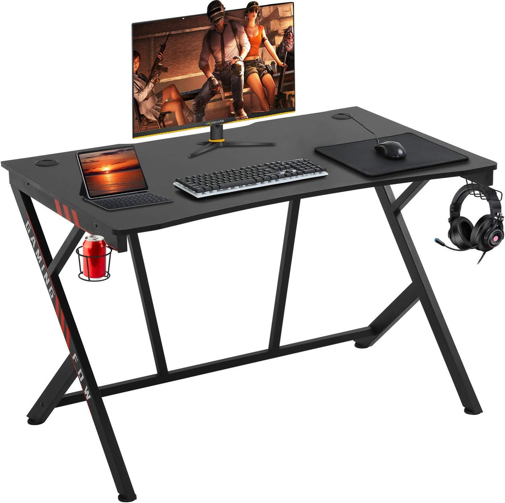 Gaming Desk 45 W x 29 D Computer Desk with Cup Holder Headphone Hook B9903