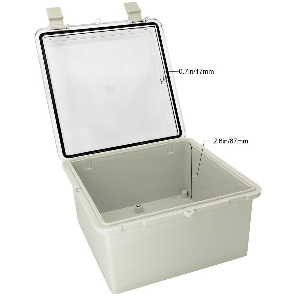Gray ABS Plastic IP65 Junction Box with Clear Cover 8.7 x 6.7 x 4.3inch S17634