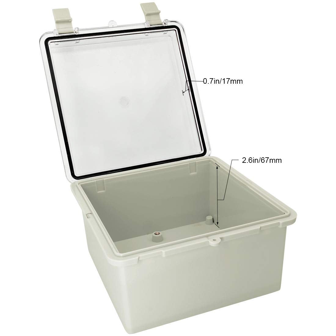Gray ABS Plastic IP65 Junction Box with Clear Cover 8.7 x 6.7 x 4.3inch S17634