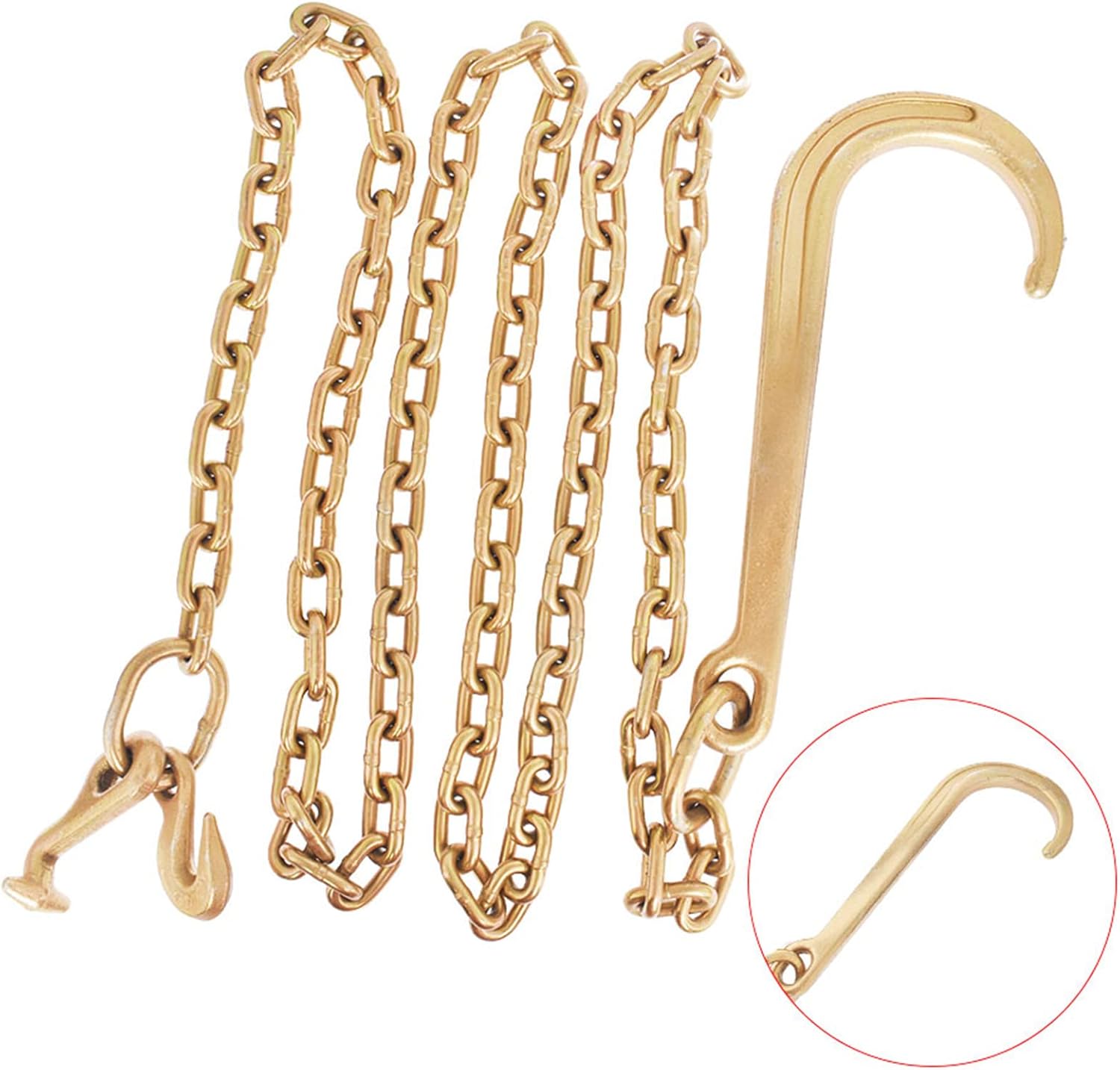 Grade 70 Tow Chain 5/16 x 10 FT with J Hook Recovery Pack of 2 W24538
