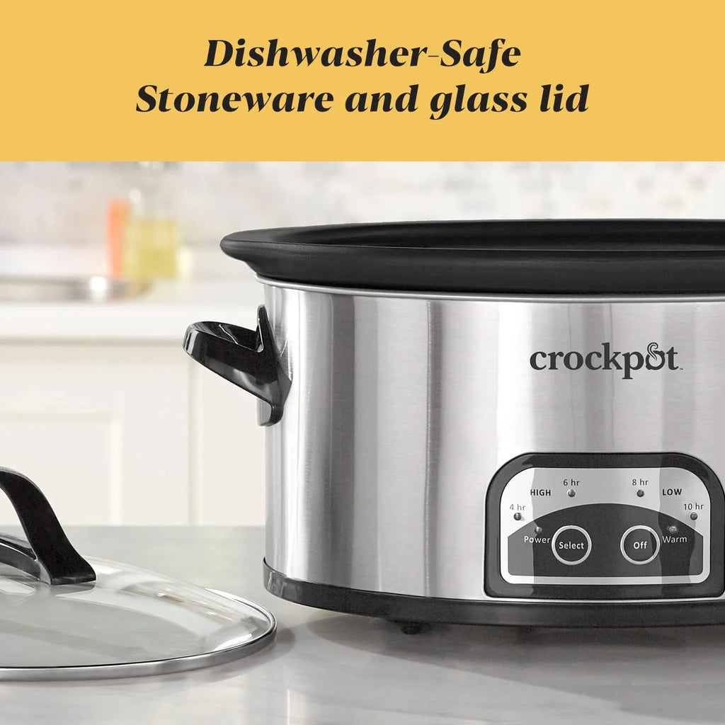 6 Quart Programmable Slow Cooker with Timer, Stainless Steel A4133