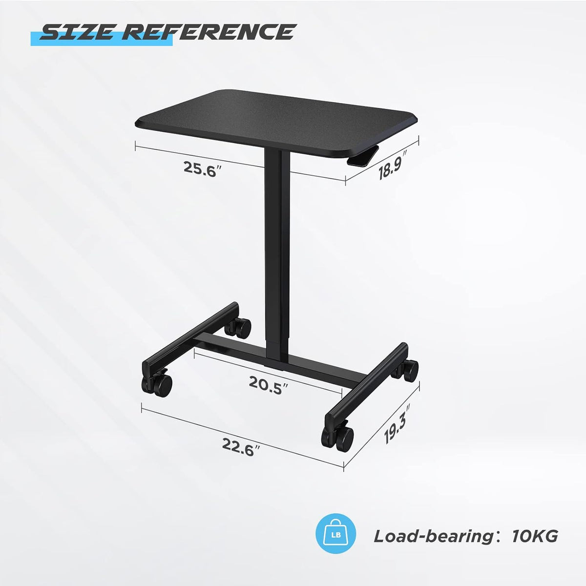 Rolling Laptop Desk with Locking Casters, Adjustable Height, Black N705