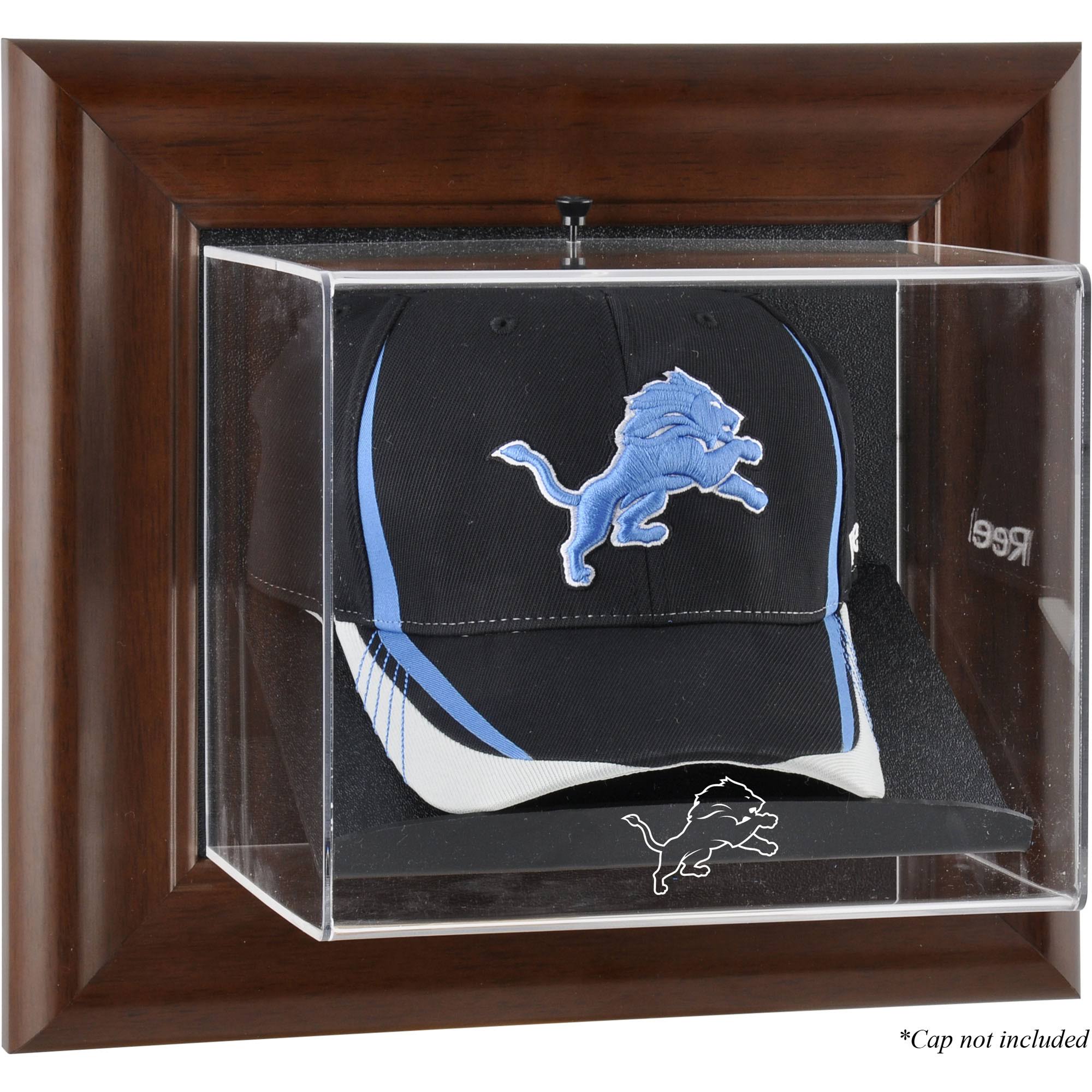 Brown Framed Wall-Mountable Baseball Cap Display Case N9620