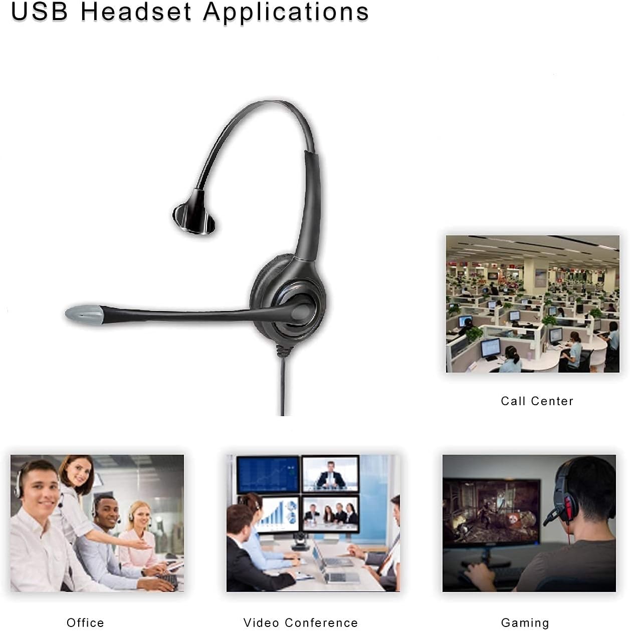 Corded Monaural USB Headset with Noise Cancelling Microphone R642315