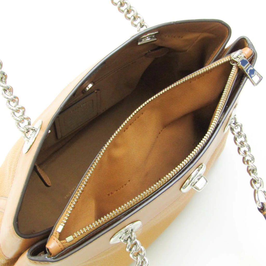 Leather Shoulder Bag Tote Bag Camel S3415