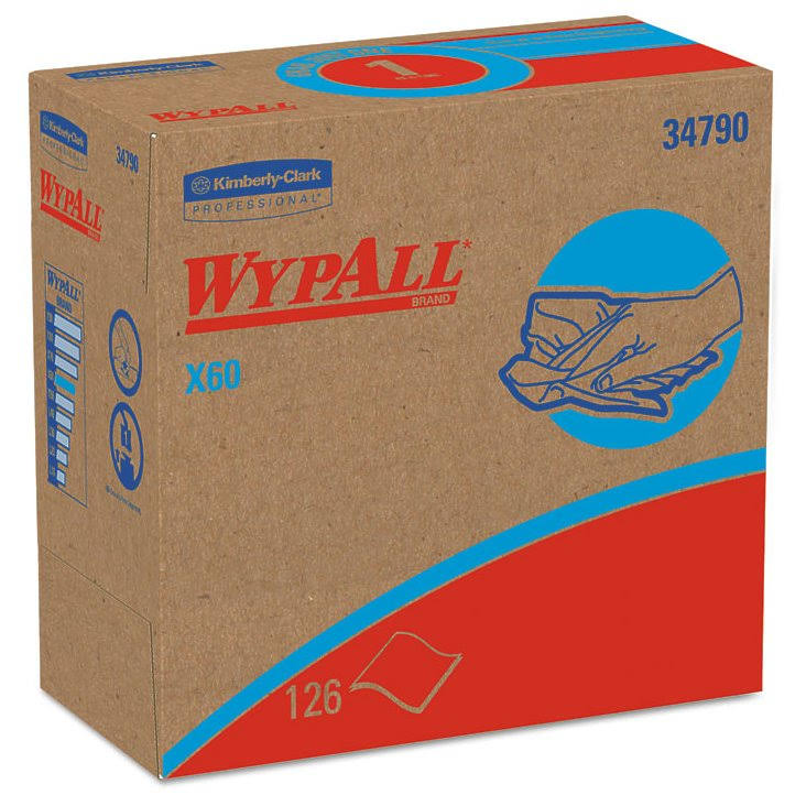 White X60 Cloths, Pop-Up Box, 126/Box, 10 Boxes/Carton Y375086