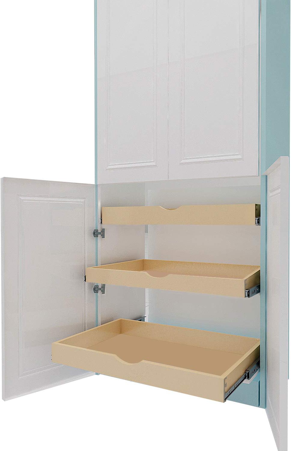 Slide Out Cabinet Shelf Pull-Out Wood Drawer Storage, Soft-Close, Pack of 2 M23716