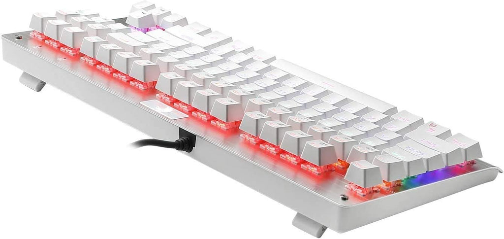 87-Key White Mechanical Keyboard with Red Switches V8179