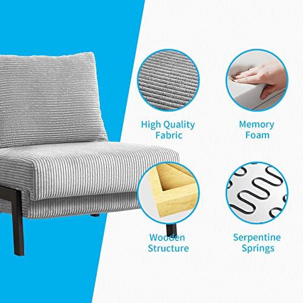 Light Grey Velvet Convertible Futon Sofa Bed P30931