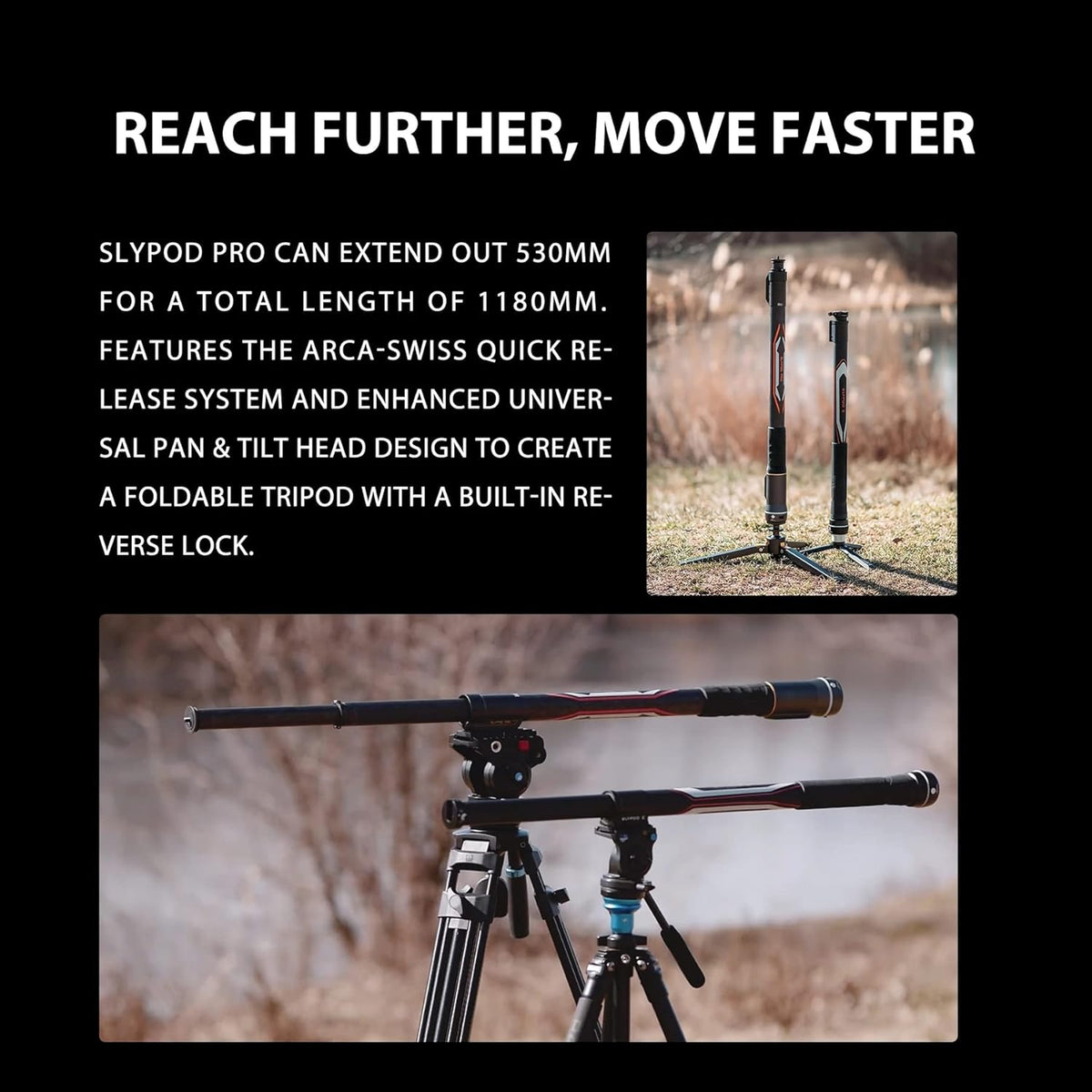 Motorized Monopod Camera Slider, Carbon Fiber, Vertical Payload 13Lb, Extendable to 54.3 in D8684