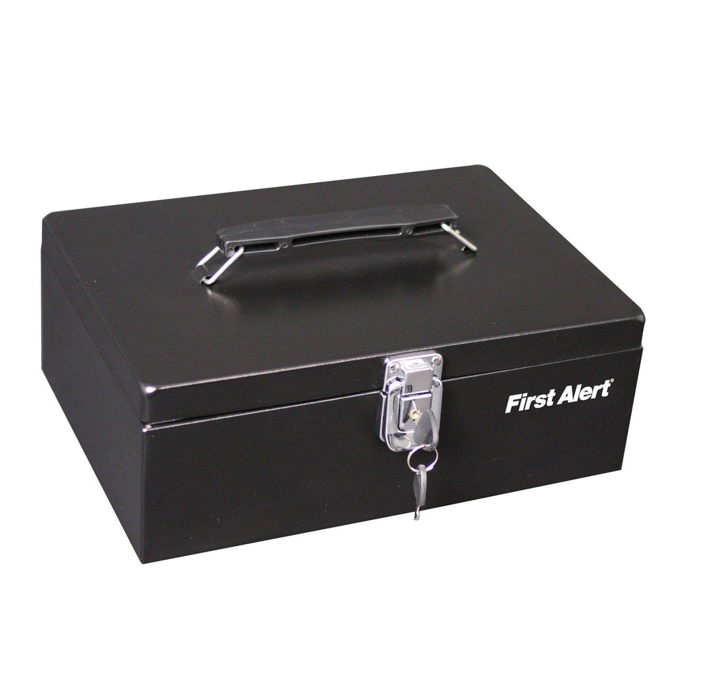 Black/Silver Locking Steel Cash Box W8726