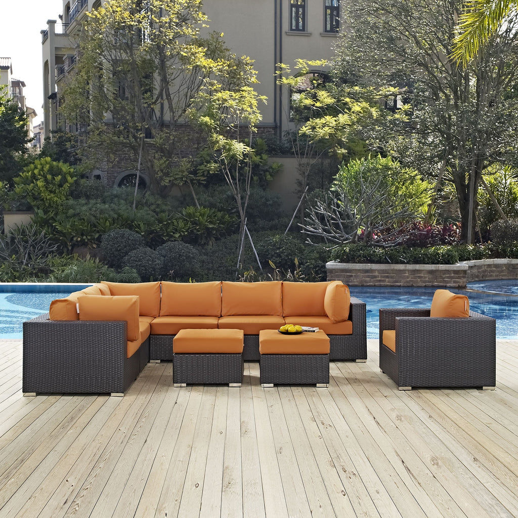 Nine PCS Rattan Sectional Sofa Set K7555