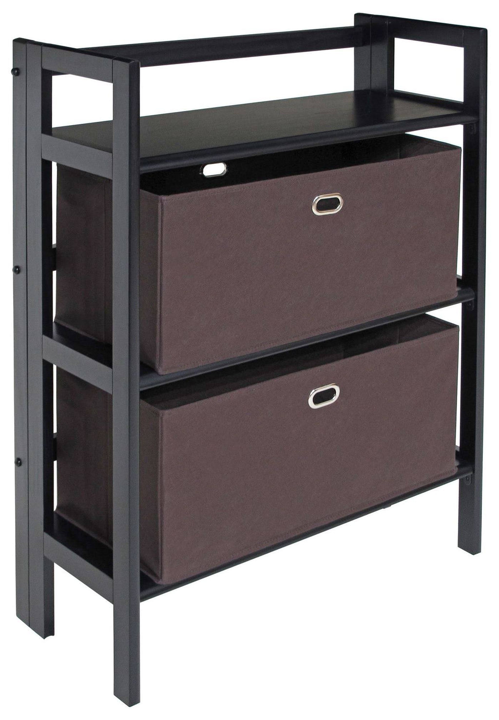 3-Pc Folding Bookcase with Fabric Basket Z65453