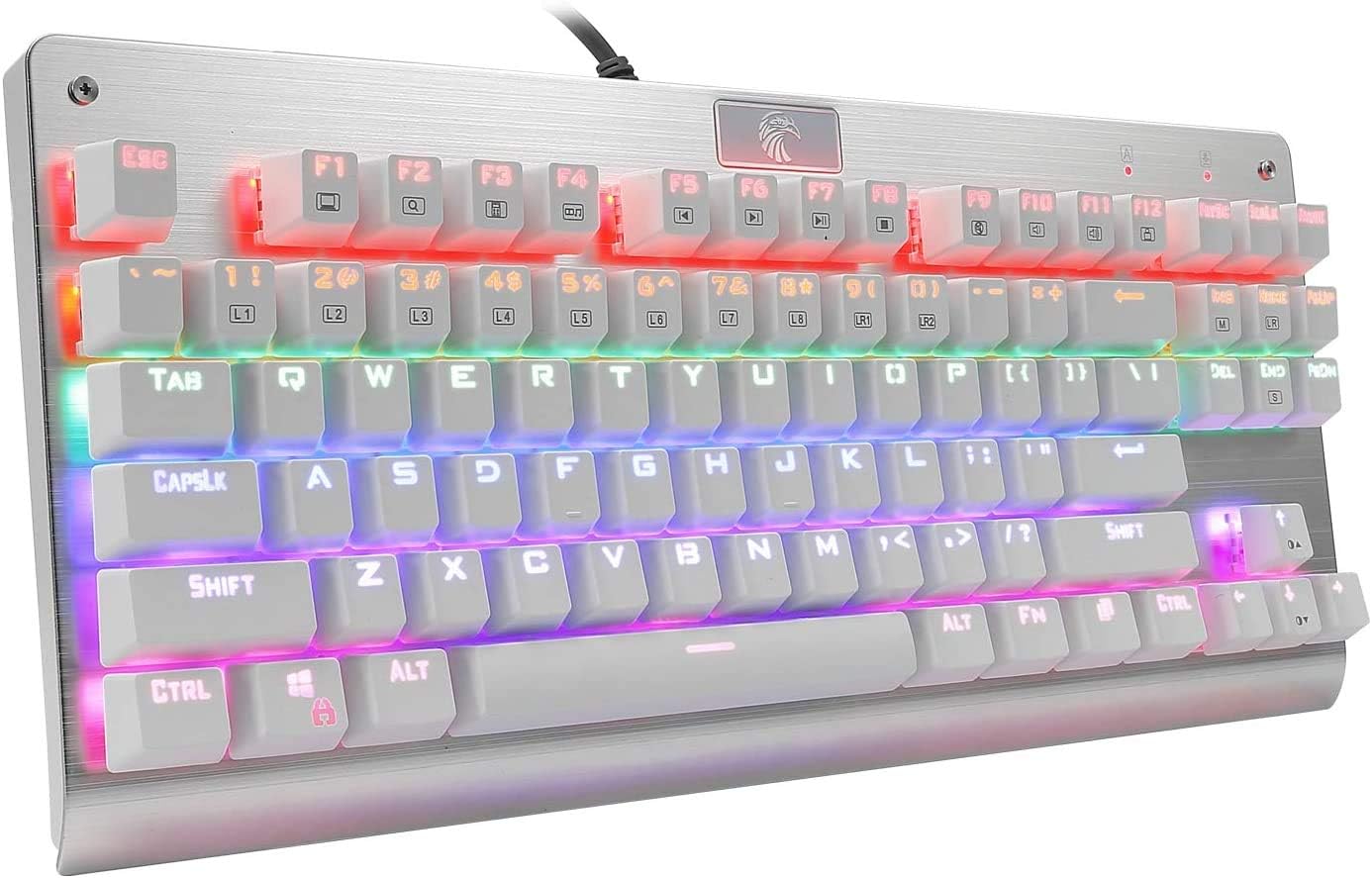 87-Key White Mechanical Keyboard with Red Switches V8179