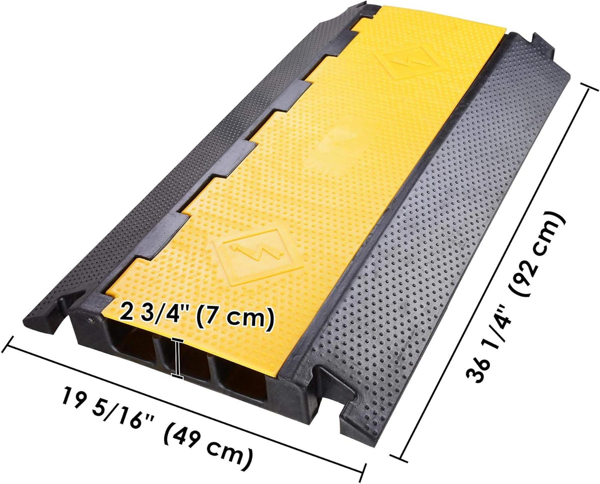 3 Channel Rubber Cable Ramp Cover Cord Protector Driveway Speed Bumps 88000 Lbs Pack of 2 L7899