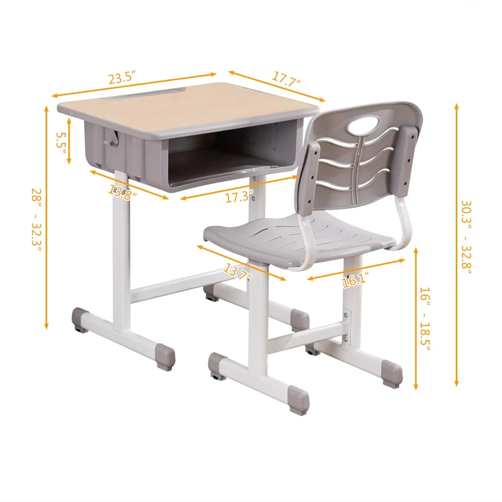Height Adjustable Children's Desk and Chair Combo with Drawer Q315355