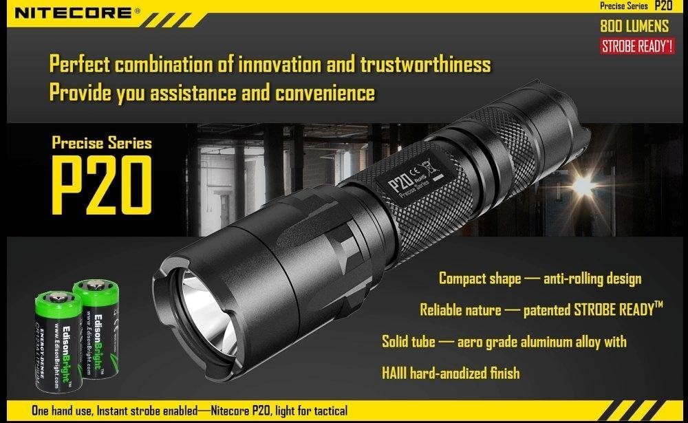 800 Lumen LED Tactical Flashlight with 2 Rechargeable 18650 Batteries and 2 CR123A Lithium Batteries R4215