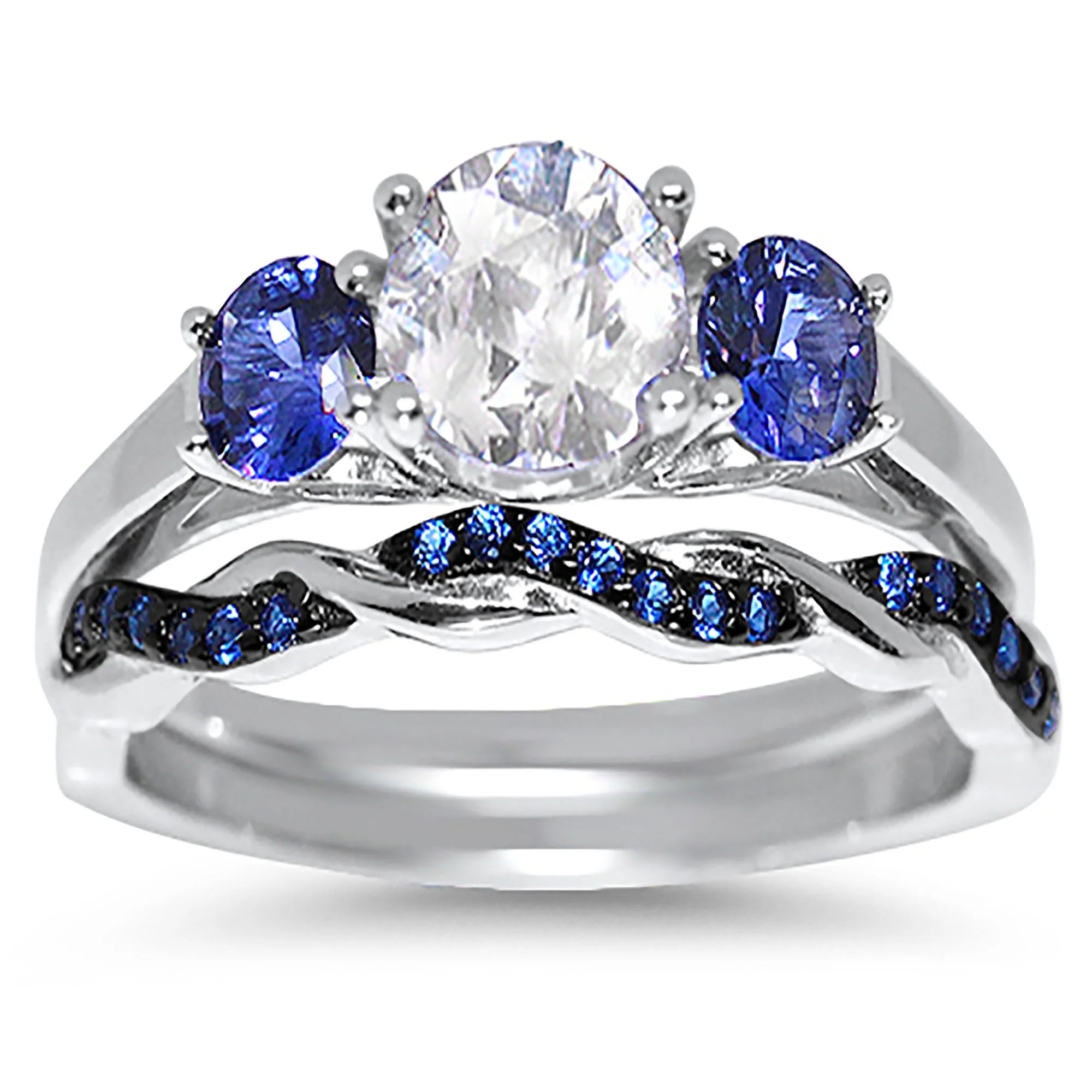 Silver Wedding Ring Set T750462