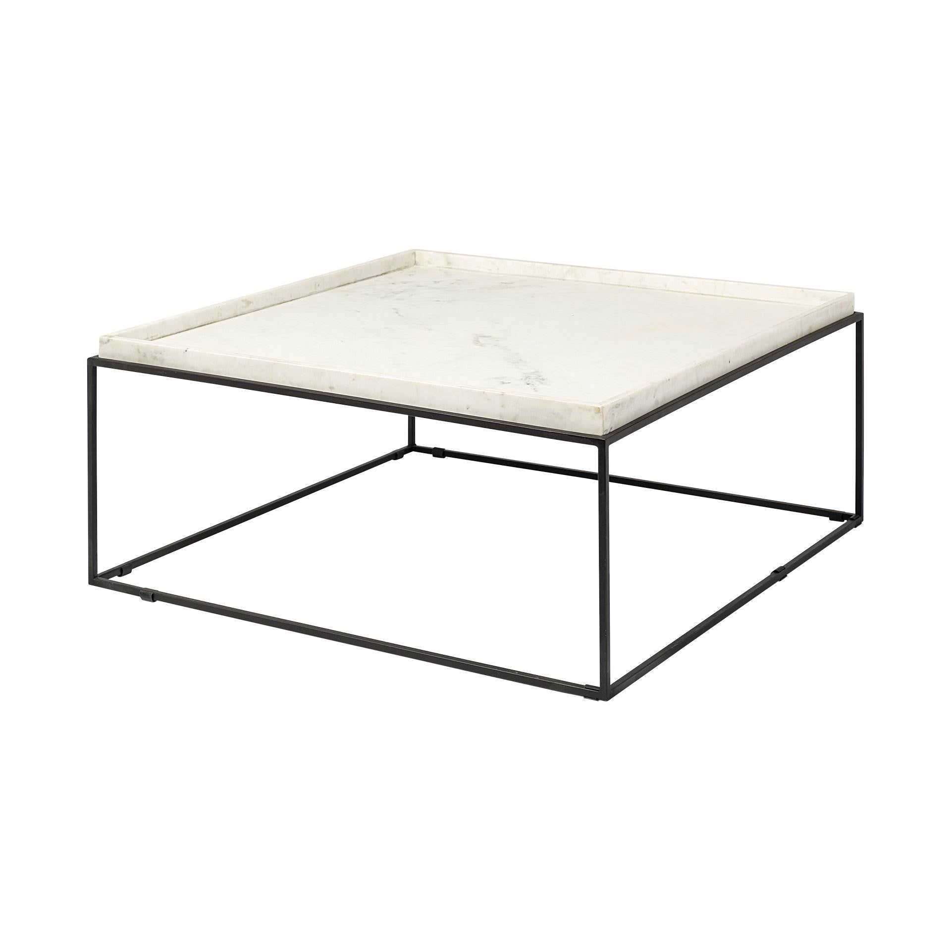 White Marble Top Black Metal Base Coffee Table M4109