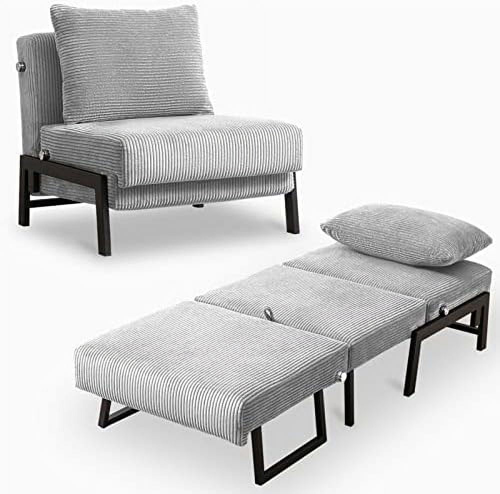 Light Grey Velvet Convertible Futon Sofa Bed P30931