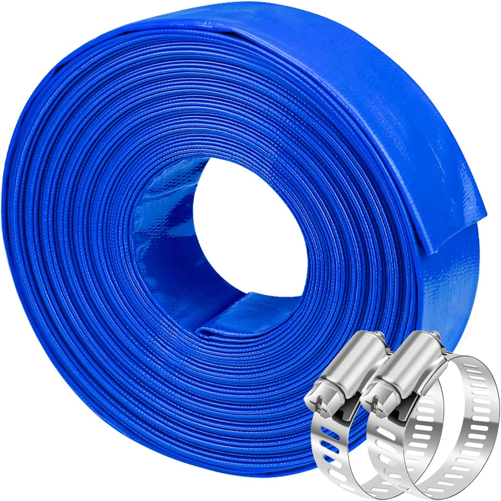 Heavy Duty Reinforced Lay Flat Discharge Hose, 1.5 Dia x 100 ft, Pack of 2 S9929