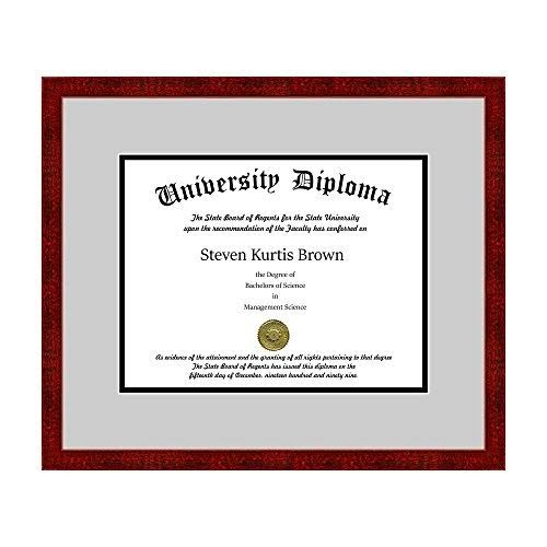 Single Diploma Frame with Double Matting for 10x22 x 8x22 Tall Diploma with Black Frame Z6485