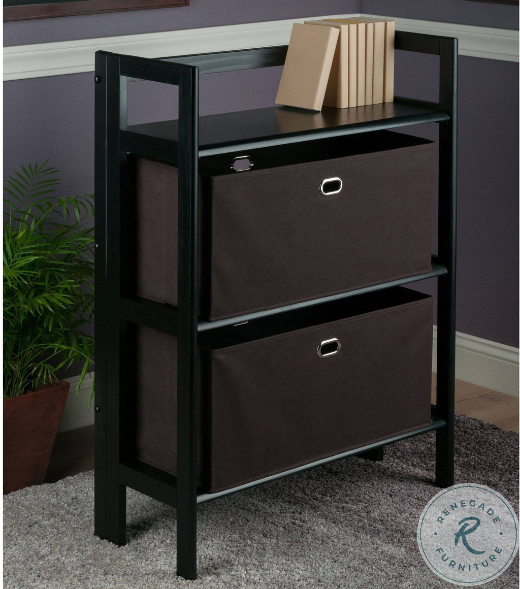 3-Pc Folding Bookcase with Fabric Basket Z65453