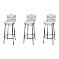 Black and White Barstool, Set of 3 with Seat Cushion M77797