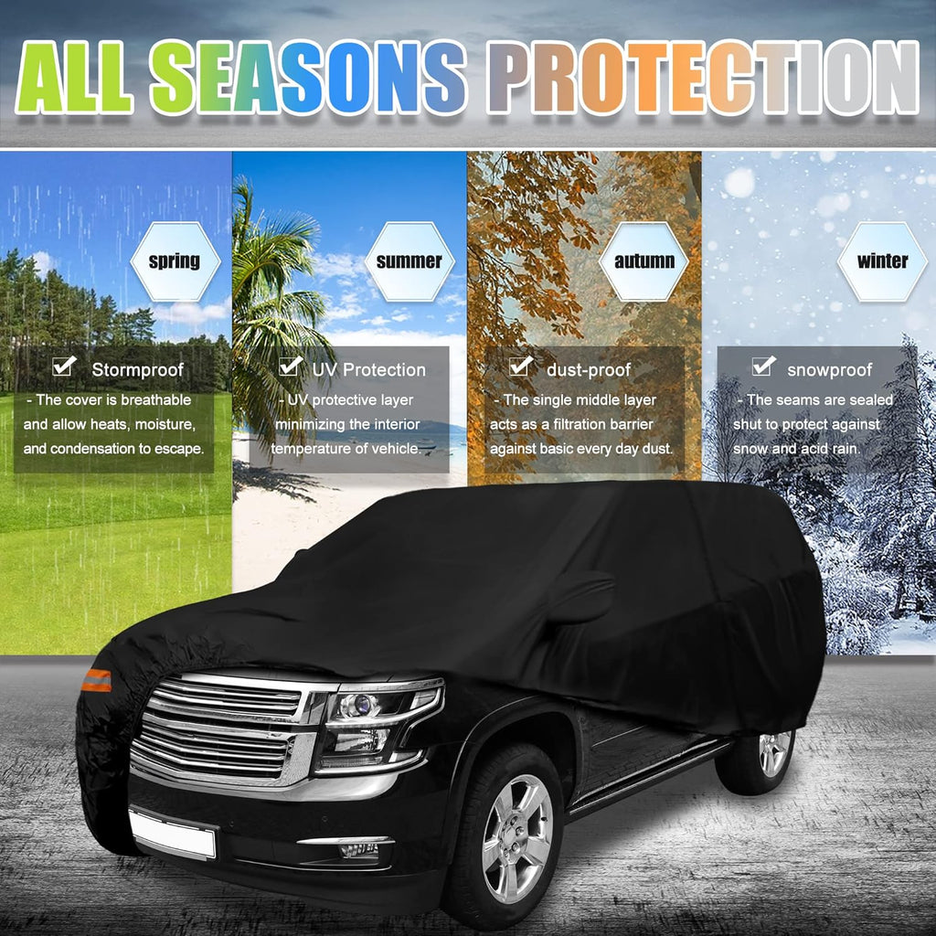 Black 190T PU Waterproof SUV Car Cover Pack of 2 R2411