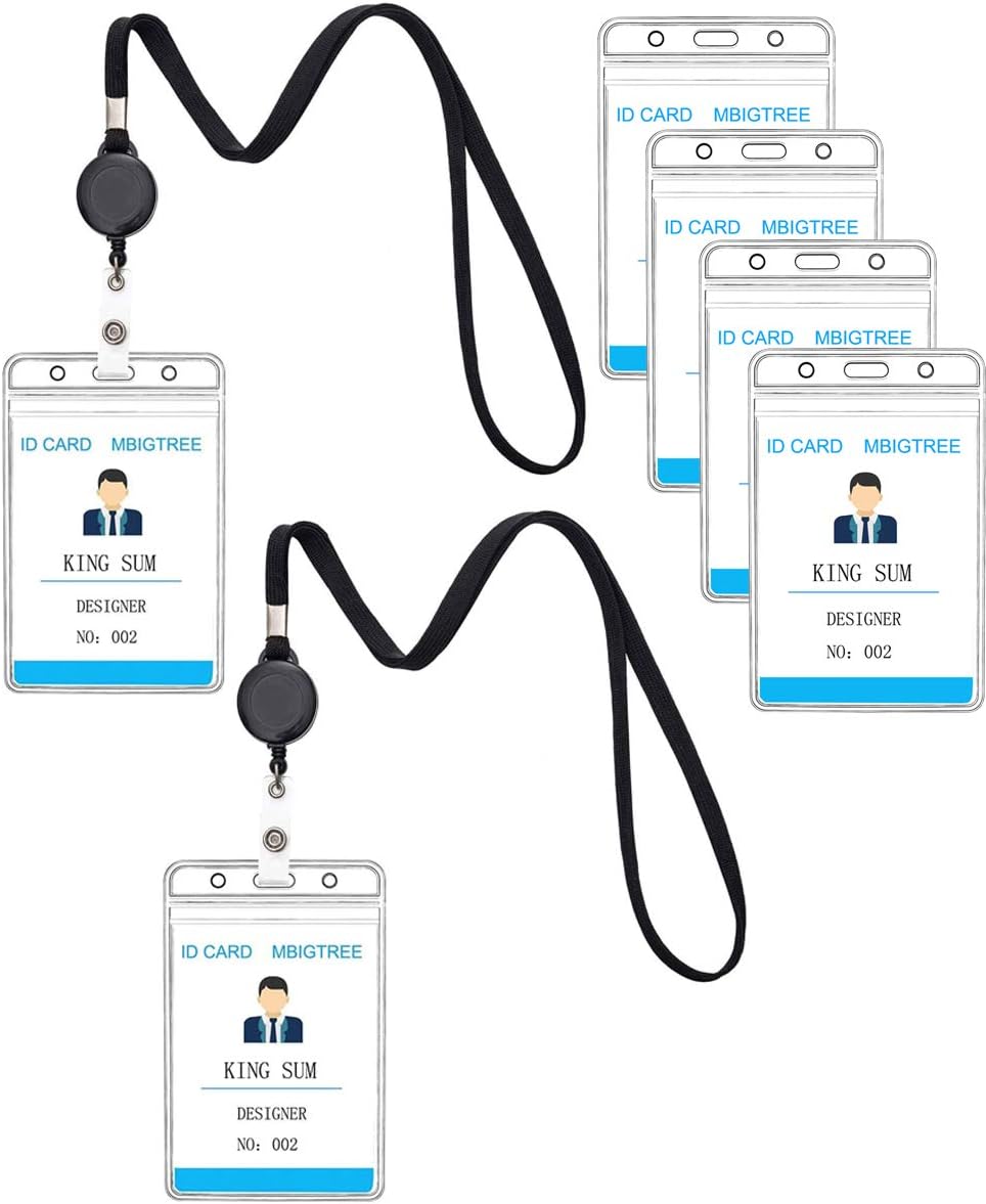 6 Pcs Clear Plastic Vertical ID Badge Holders H90872