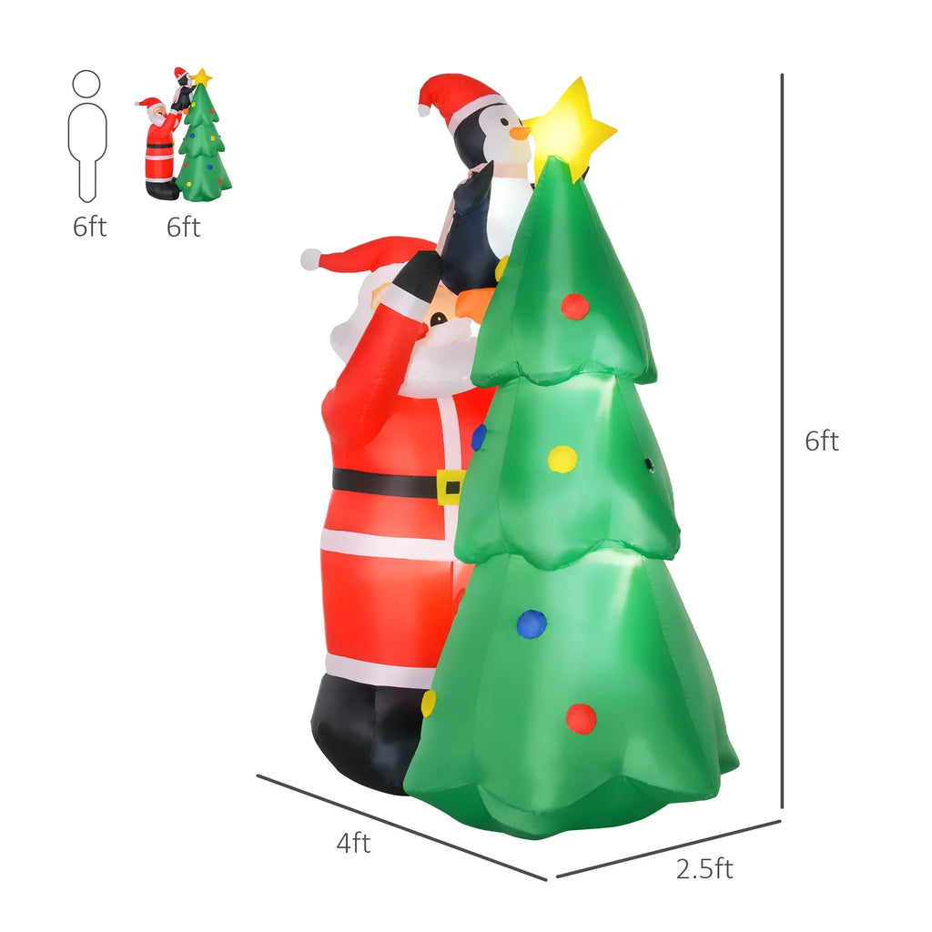 6' Lighted Christmas Tree Santa Claus Yard Inflatable F654