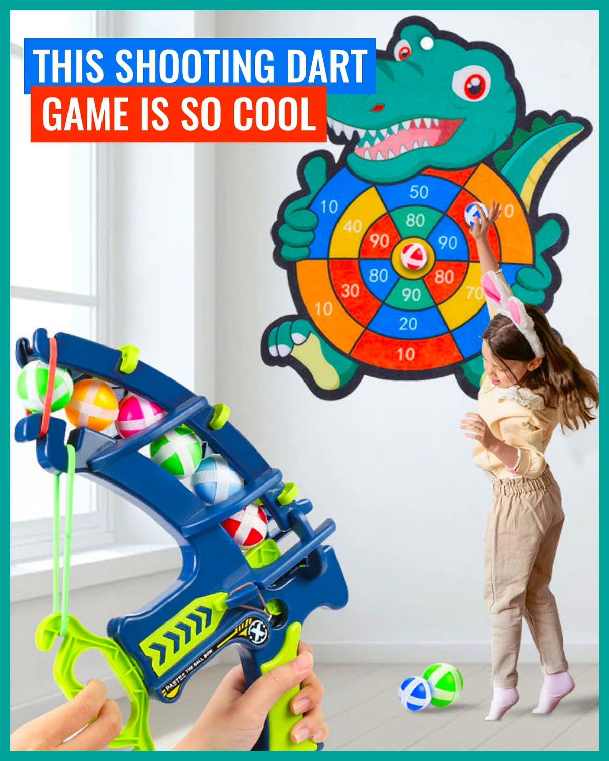 Dinosaur Slingshot Sticky Ball Dart Board Game D552