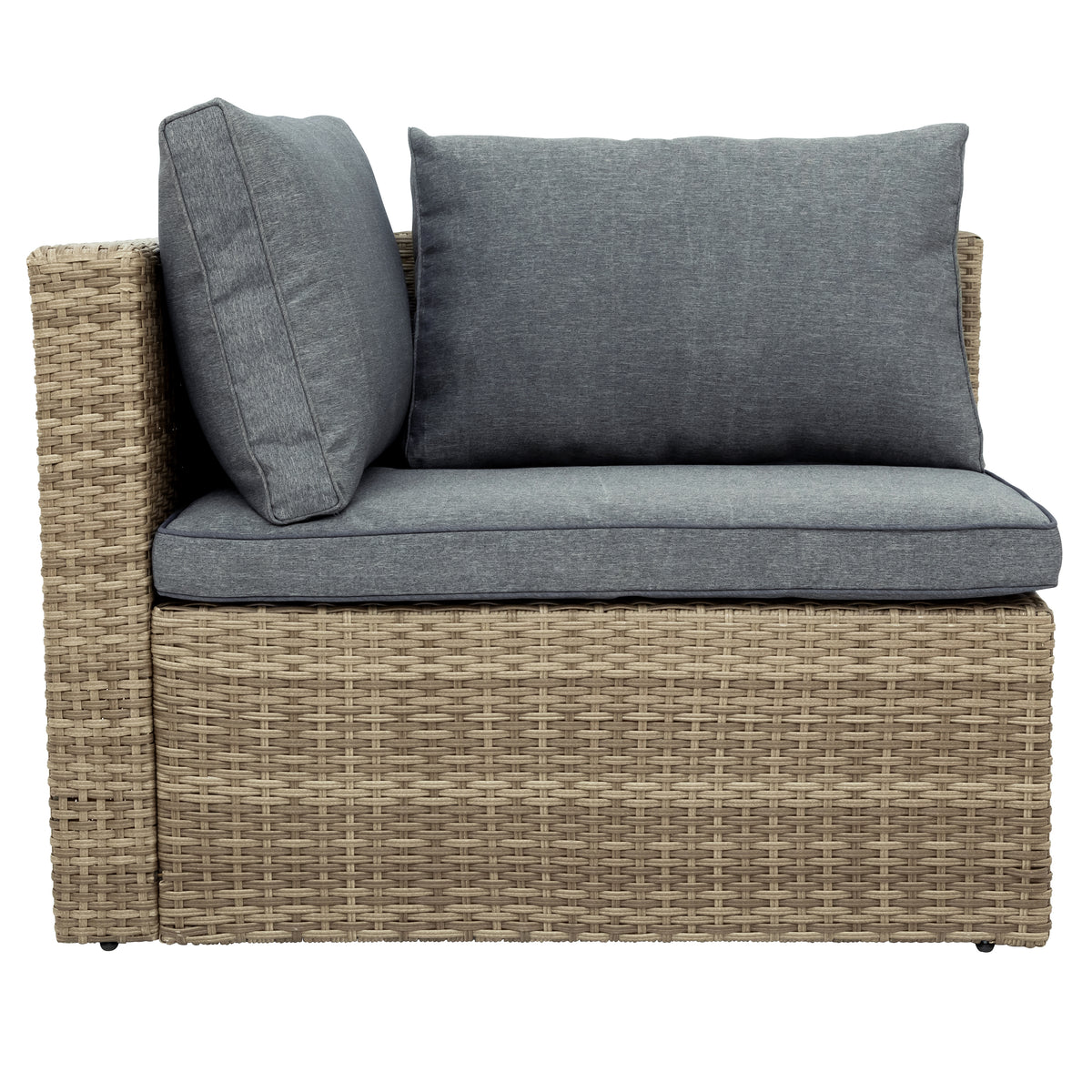 Gray Wicker Rattan Patio Sectional Sofa Set with Ottomans and Cushions S370188
