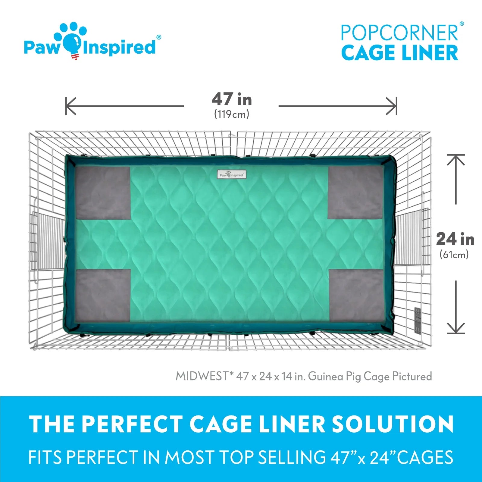 Guinea Pig Fleece Cage Liners, Reinforced Corners Pee Pads (Midwest, Green) F508